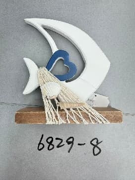 Decorațiune Ancoră din Lemn cu Detalii Bleumarin și Plasă, 20 cm