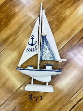 Decorațiune nautică din lemn, alb-albastru, 20 cm