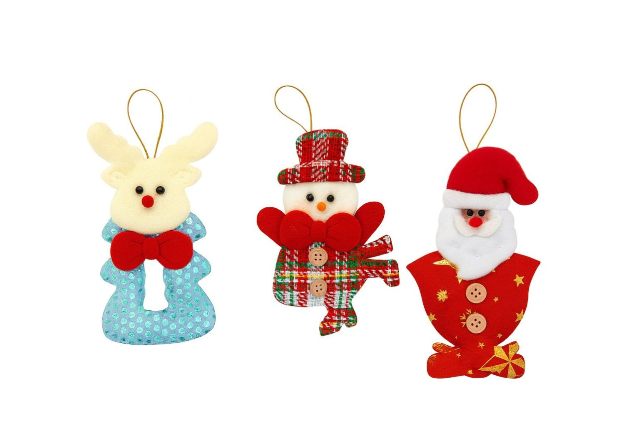 Decoratiuni brad Craciun ren om zapada si mos craciun set 12 buc, aprox 14cm per figurina