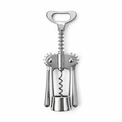 Desfacator manual pentru vin inox, tirbuson cu aripi si deschizator sticle