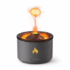 Difuzor aroma tip vulcan cu efect lava si flacara LED, umidificator si aromaterapie