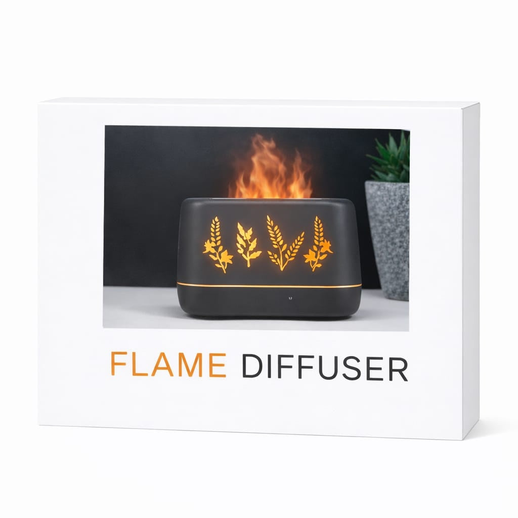 Difuzor Aromaterapie cu Efect de Flacără și LED, Plastic