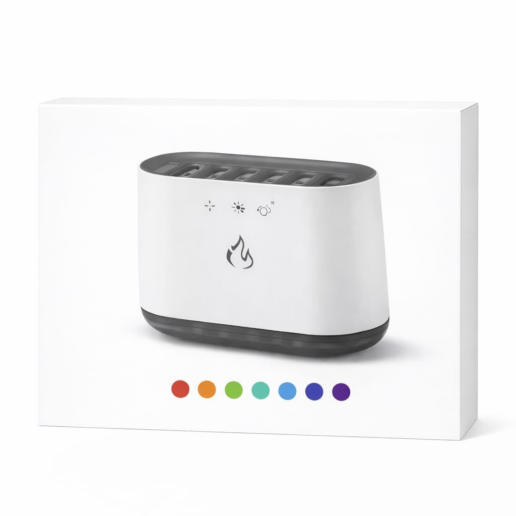 Difuzor aromaterapie cu efect flacara LED RGB umidificator aer ultrasonic