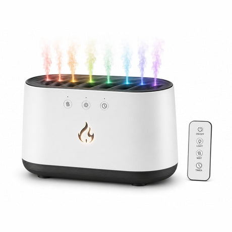 Difuzor aromaterapie cu efect flacara LED RGB umidificator aer ultrasonic