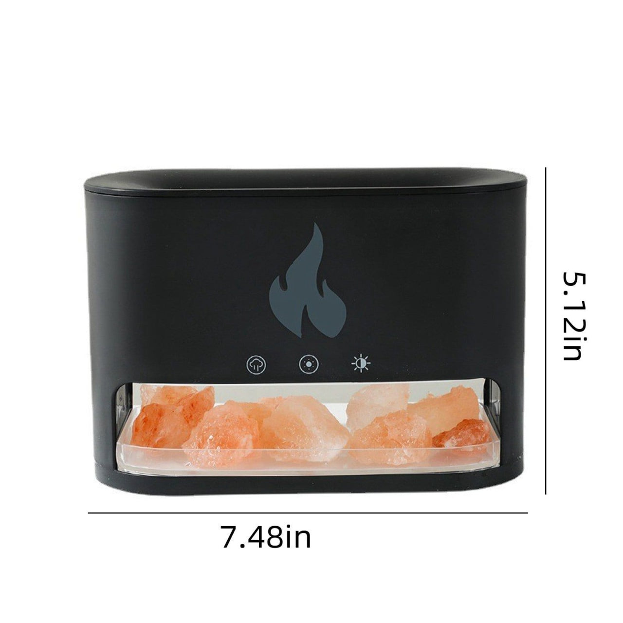 Difuzor aromaterapie flacara LED cu sare Himalaya, umidificator aer silentios USB, negru