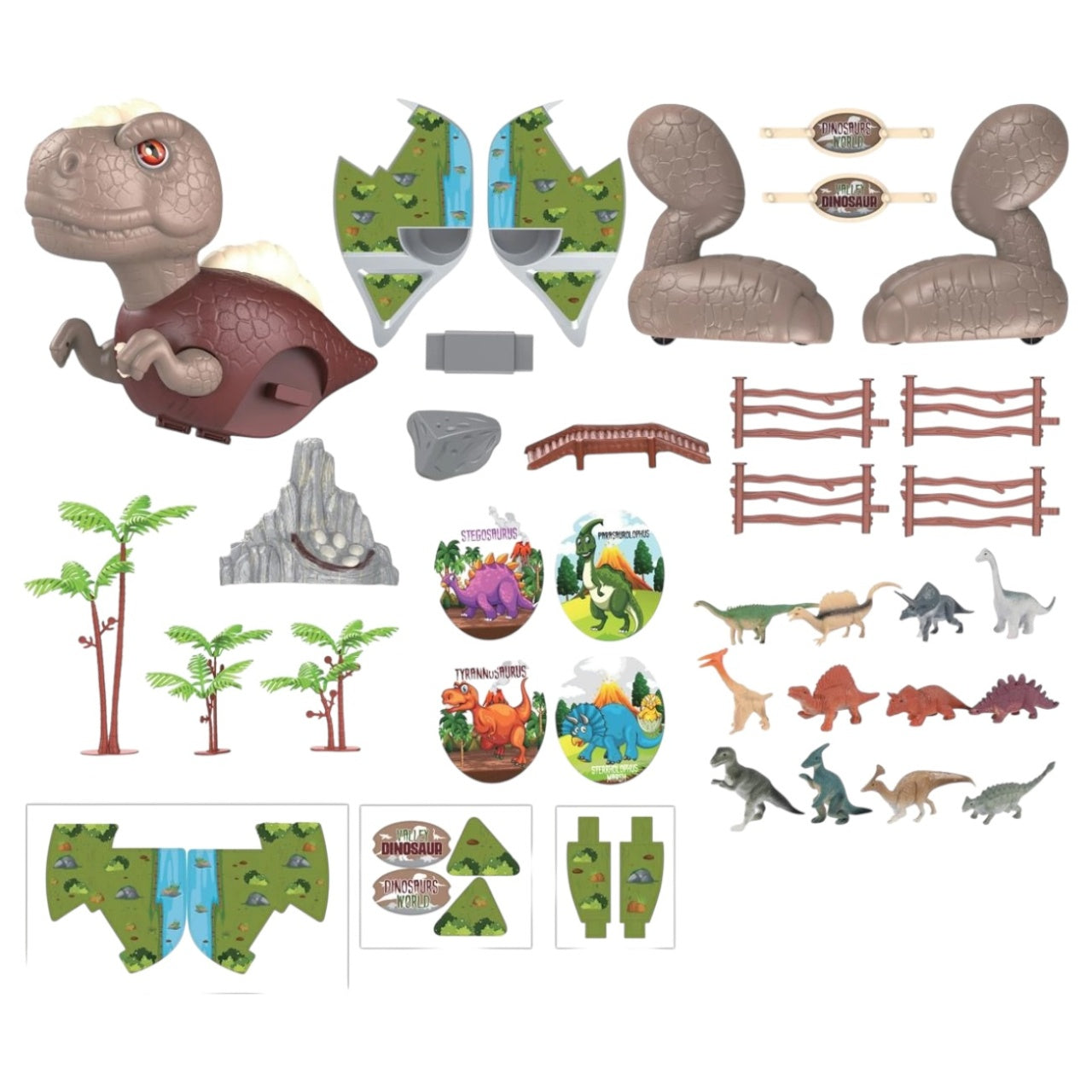 Dinozaur de asamblat 2 în 1, tematică parc dinozauri, 37 piese din plastic