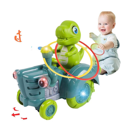 Dinozaur Interactiv pe tractor, Electric cu Miscari Amuzante, Sunete si Lumini