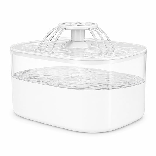 Dispenser apa automat animale, fantana apa pisici si caini 2.5L, filtrare multipla, USB, alb