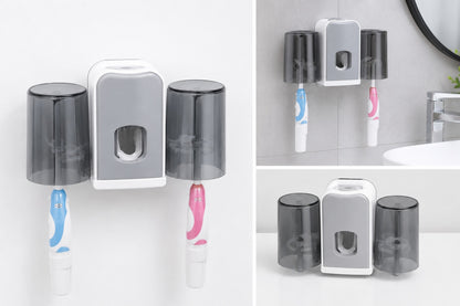 Dispenser pasta de dinti cu suport pentru periute, montare pe perete