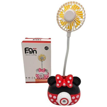 Dispozitiv multifunctional 4 in 1 , Ascuitoare electrica, ventilator flexibil, lumina LED, suport creioane , USB, 6x22 cm,