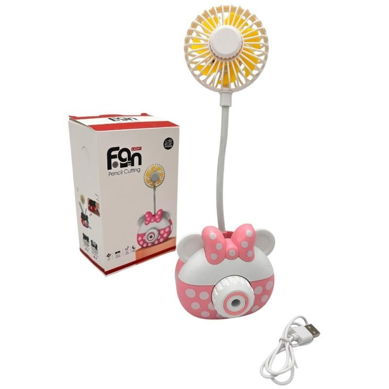 Dispozitiv multifunctional 4 in 1 , Ascuitoare electrica, ventilator flexibil, lumina LED, suport creioane , USB, 6x22 cm,