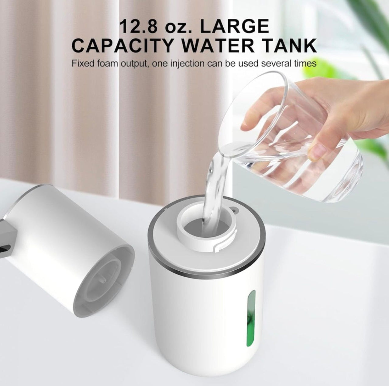 Dozator Automat Sapun cu Senzor, Montare Perete sau Masa, USB-C, Rezervor 380ml, Alb