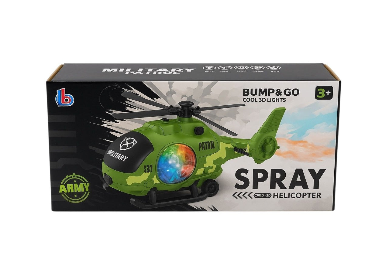 Elicopter militar cu lumini 3D si efect de aburi , jucarie copii 3+