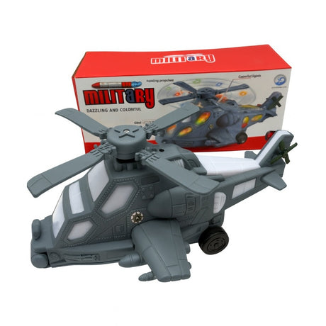 Elicopter Militar Jucarie 25x11 cm cu Lumini si Sunete , Model de Atac, Rotori Functionali