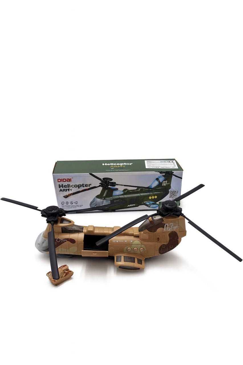 Elicopter militar jucarie transport cu tanc inclus model ARMY Didai, 32x11cm