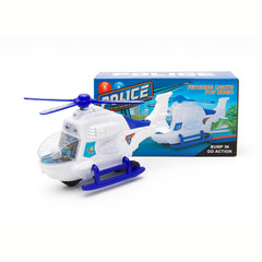 Elicopter Politie Jucarie 22x10 cm cu Lumini, Sunete si Bump Go , Vehicul Interactiv pe Baterii