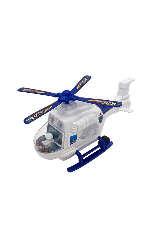 Elicopter Politie Jucarie 22x10 cm cu Lumini, Sunete si Bump Go , Vehicul Interactiv pe Baterii