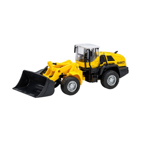 Excavator din metal, model die-cast, culoare portocaliu-negru, 21x8,5x6 cm
