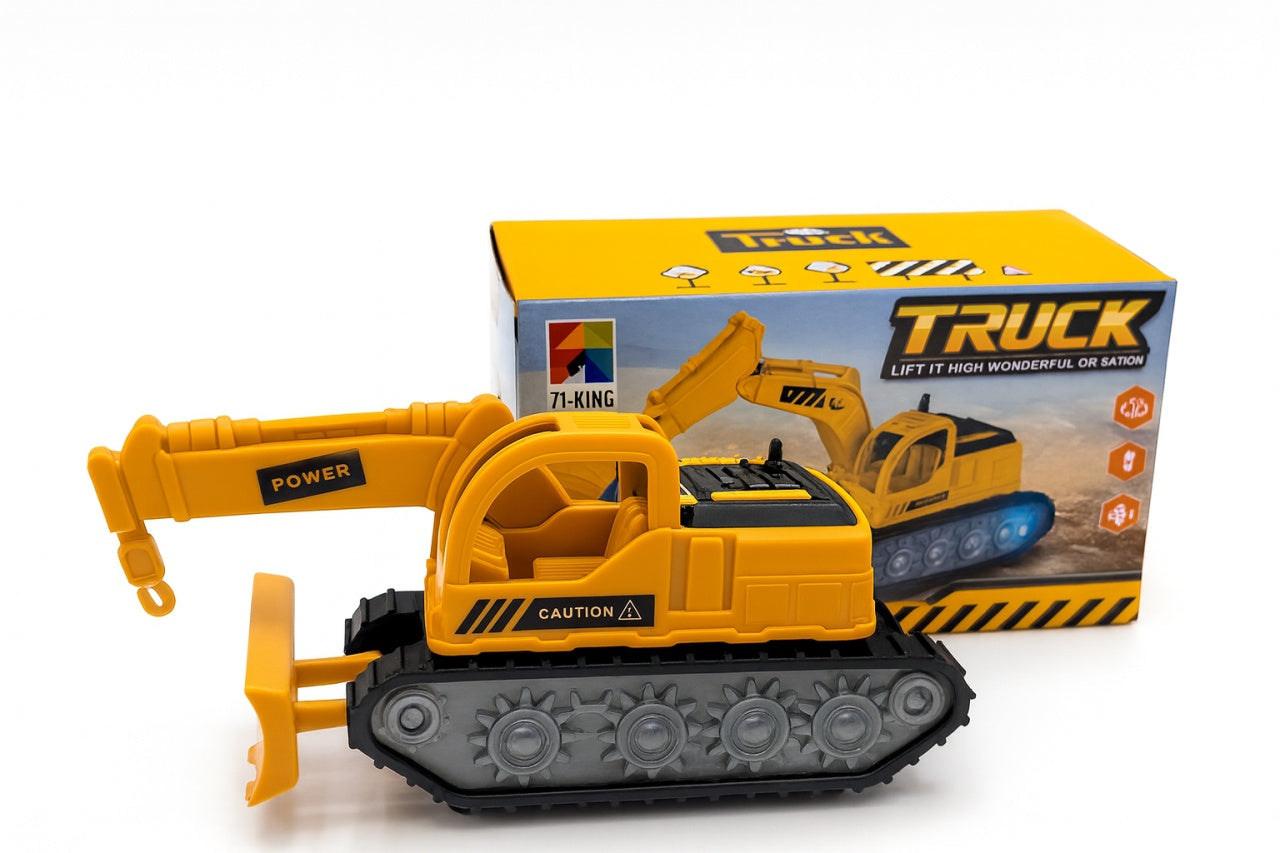 Excavator Jucarie 16x10 cm cu Baterii , Lumini, Sunete si Miscare, Utilaj Constructii pentru Copii