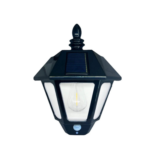 Felinar solar LED de perete, plastic, senzor mișcare, 27x20 cm, negru