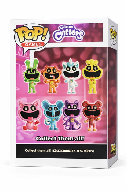 Figurina colectie tip POP, personaj amuzant Smiling Critters, model roz, cutie display inclusa