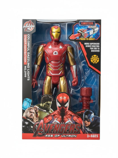 Figurina cu armura si lansator, lumini LED, 30 cm, model rosu auriu