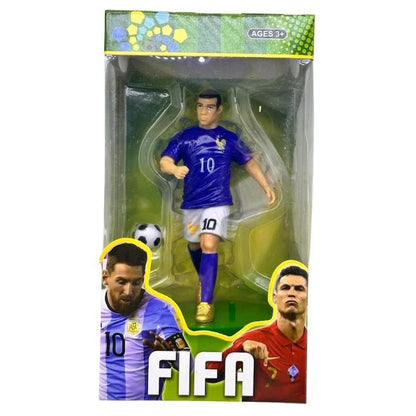 Figurina de colectie fotbalist cu minge si suport, 17 cm