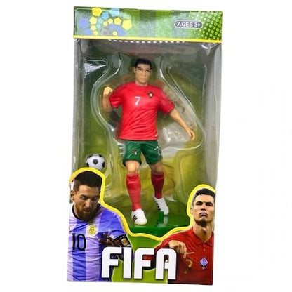 Figurina de colectie fotbalist cu minge si suport, 17 cm