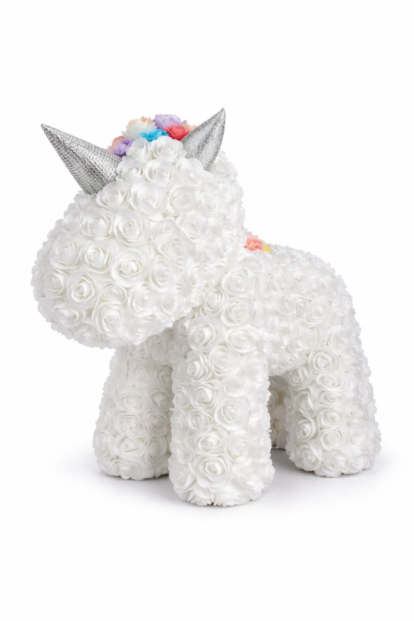 Figurina decorativa din trandafiri din spuma alba, cadou floral premium