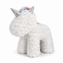 Figurina decorativa din trandafiri din spuma alba, cadou floral premium