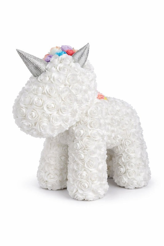 Figurina decorativa din trandafiri din spuma alba, cadou floral premium
