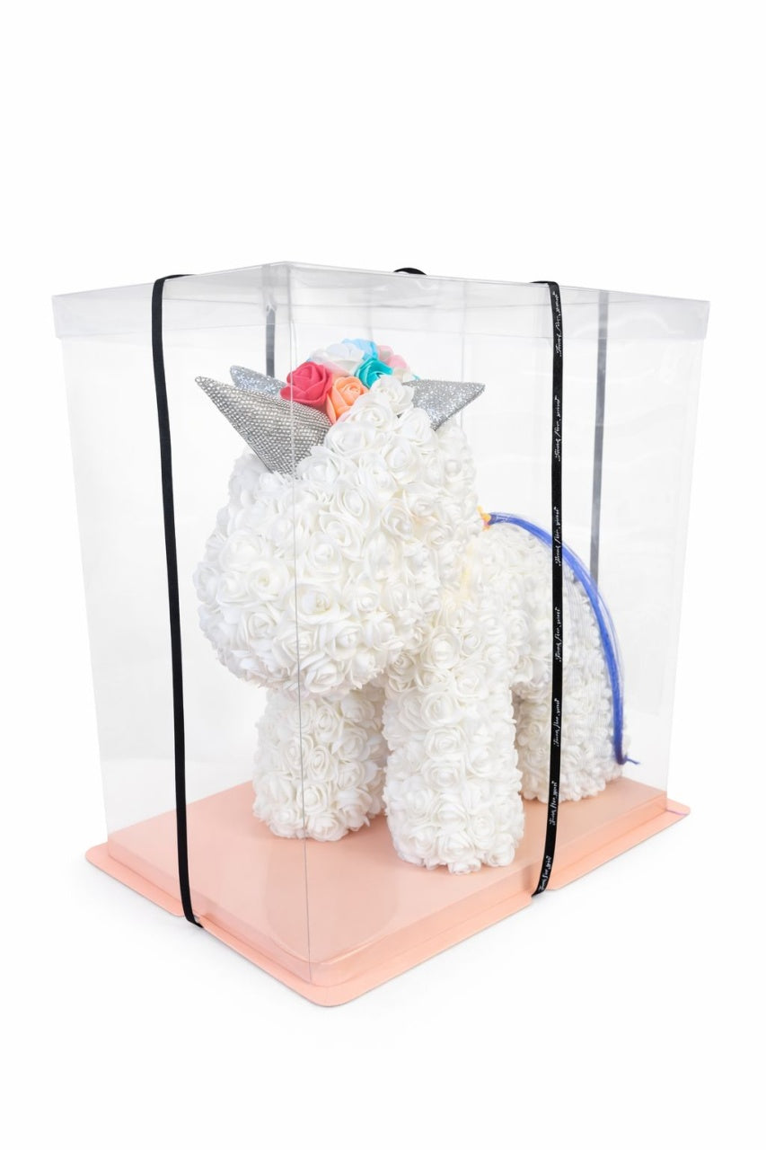 Figurina decorativa din trandafiri din spuma alba, cadou floral premium