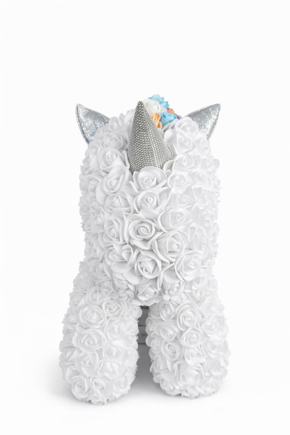 Figurina decorativa din trandafiri din spuma alba, cadou floral premium