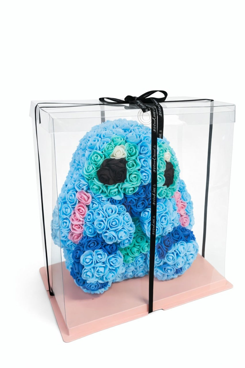 Figurina decorativa din trandafiri din spuma albastru multicolor, cadou premium