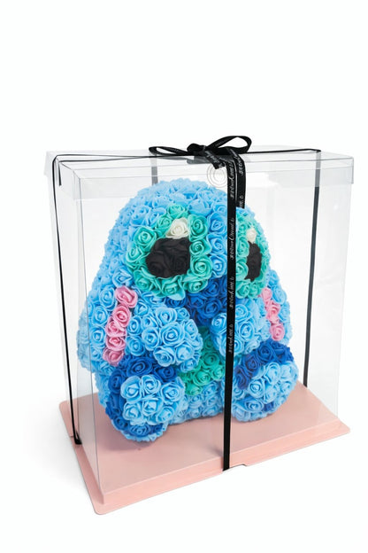 Figurina decorativa din trandafiri din spuma albastru multicolor, cadou premium
