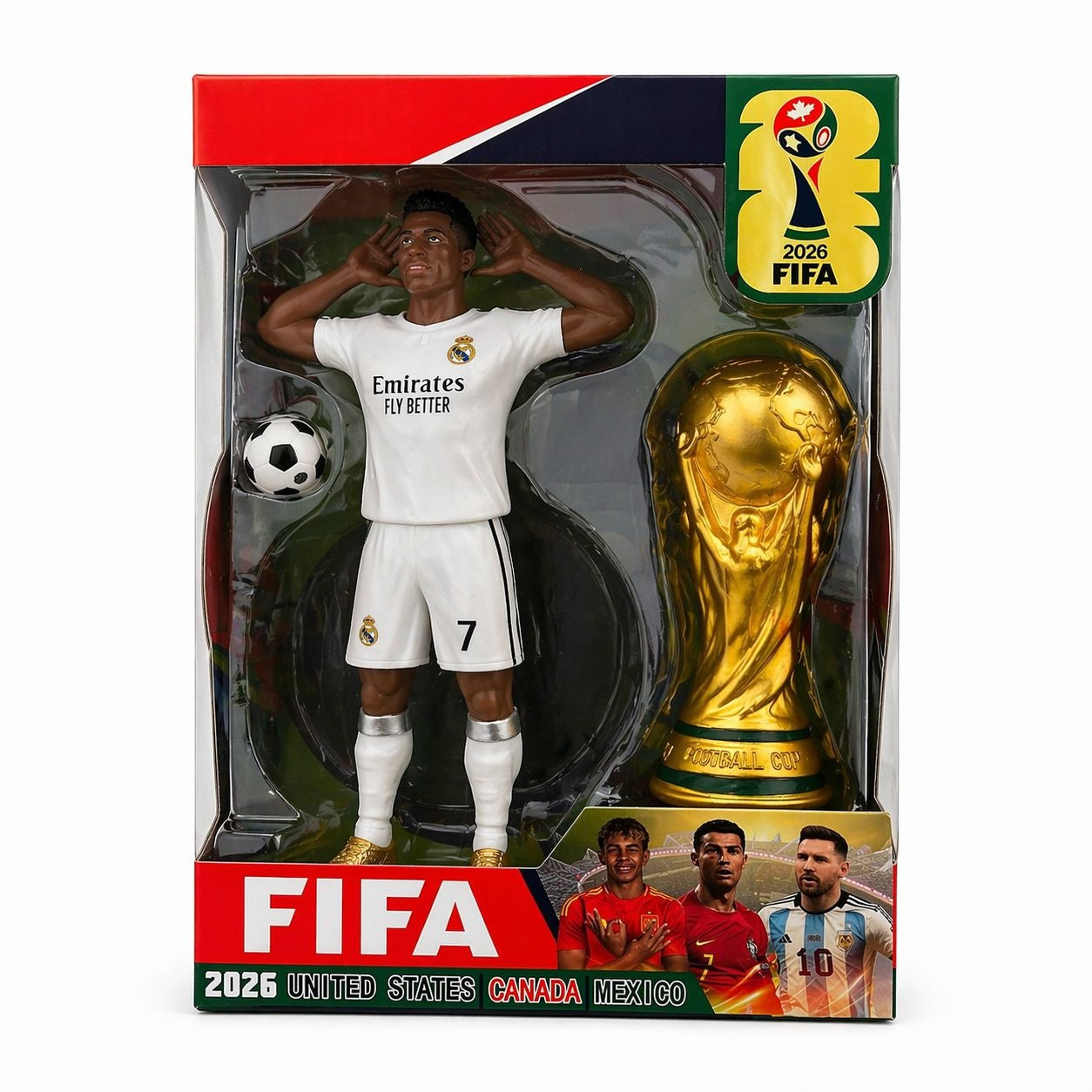 Figurina fotbal + trofeu, set colectie, cadou copii