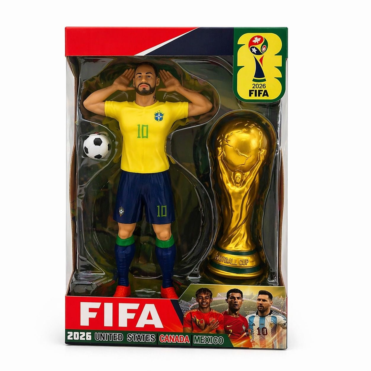 Figurina fotbalist + trofeu , set colectie jucarie copii