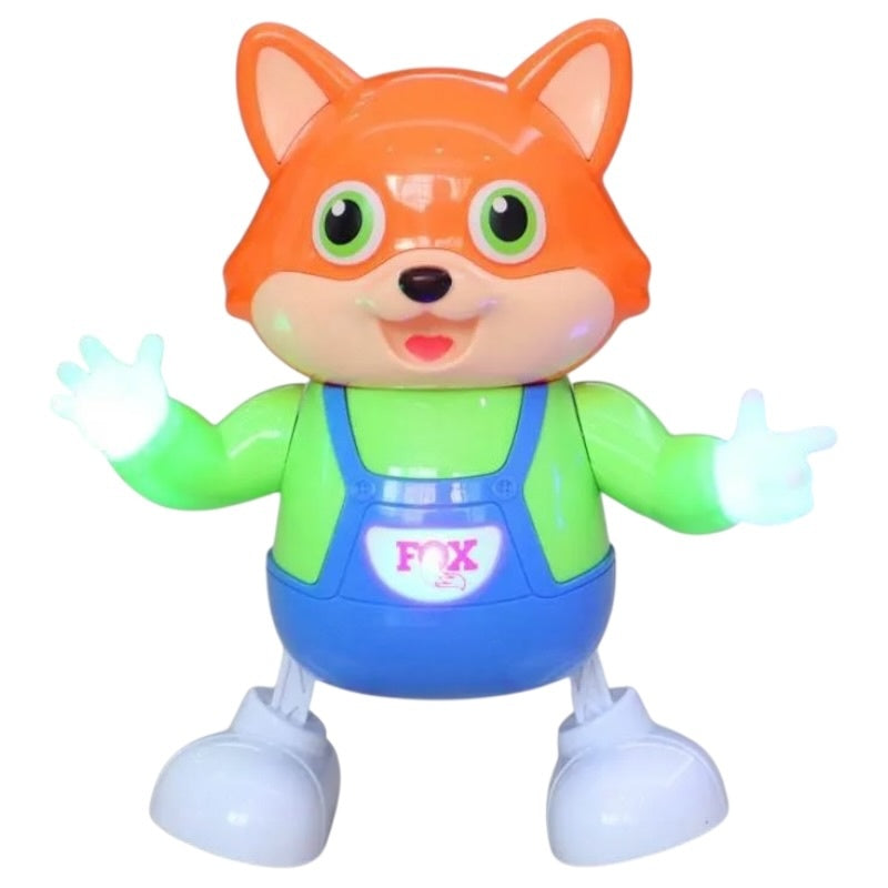 Figurina interactivă Vulpe Dansatoare cu muzică și lumini, din plastic, 13,5x21x13 cm