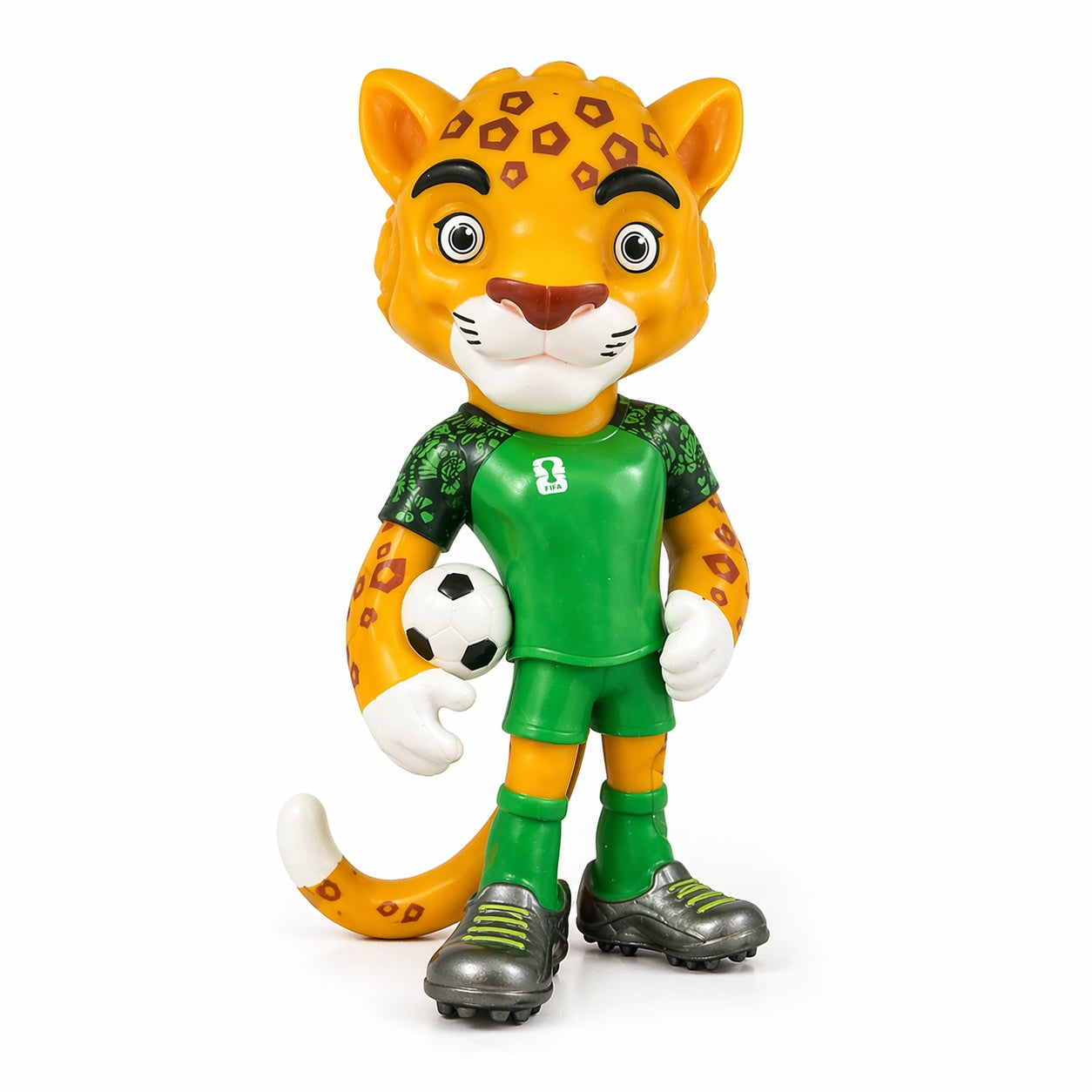 Figurină Mascotă Fotbal Leopard 24 cm – cu Minge, Jucărie din Plastic