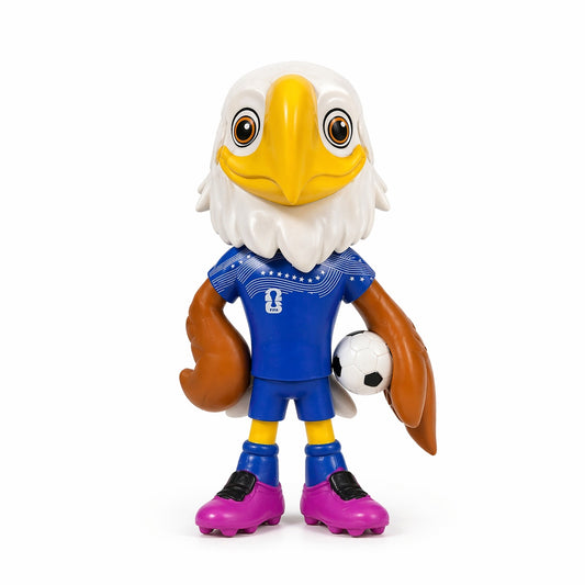 Figurină Mascotă Fotbal Vultur 24 cm – cu Minge, Jucărie din Plastic