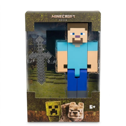 Figurina pixelata cu sabie, personaj joc, albastru, 33 cm