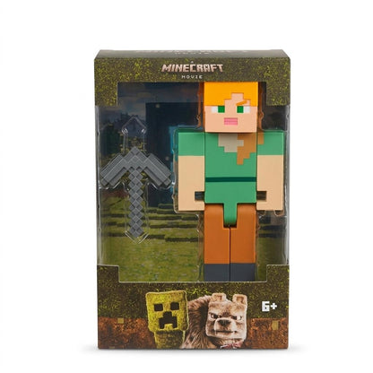 Figurina pixelata cu sabie, personaj joc verde si maro, 33 cm