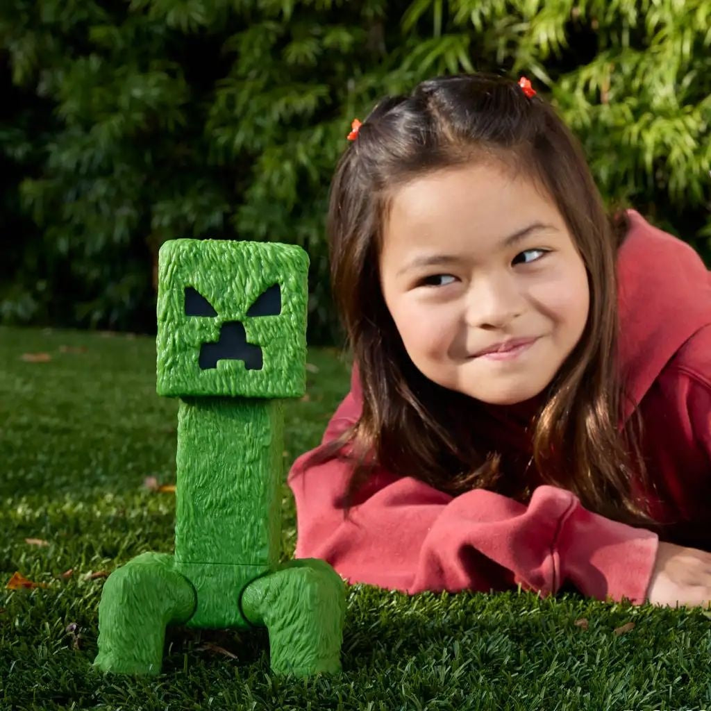Figurina pixelata verde, personaj joc, model colectie, 33 cm
