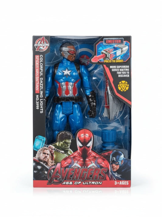 Figurina supererou cu accesorii si lumini, model Captain, jucarie copii