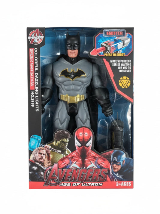 Figurina supererou cu costum gri si lansator luminos, 3+