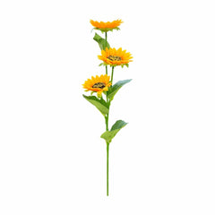 Floarea soarelui artificiala cu 3 flori si 4 frunze, inaltime 60 cm