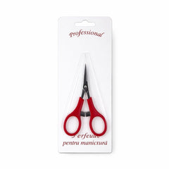 Foarfecă profesională pentru manichiură și cuticule cu mâner ergonomic roșu