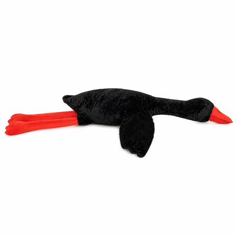 Gasca de plus neagra 70 cm cu cioc si picioare rosii jucarie moale