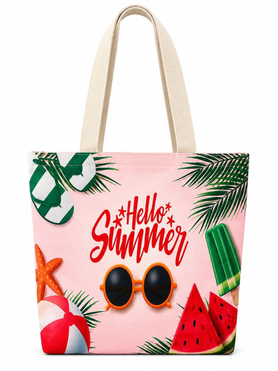Geantă de Plajă Hello Summer – Colorată, Practică și Spațioasă