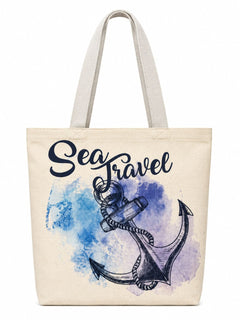 Geantă de Plajă Sea Travel – cu Design Marin și Ancoră, Spațioasă și Practică